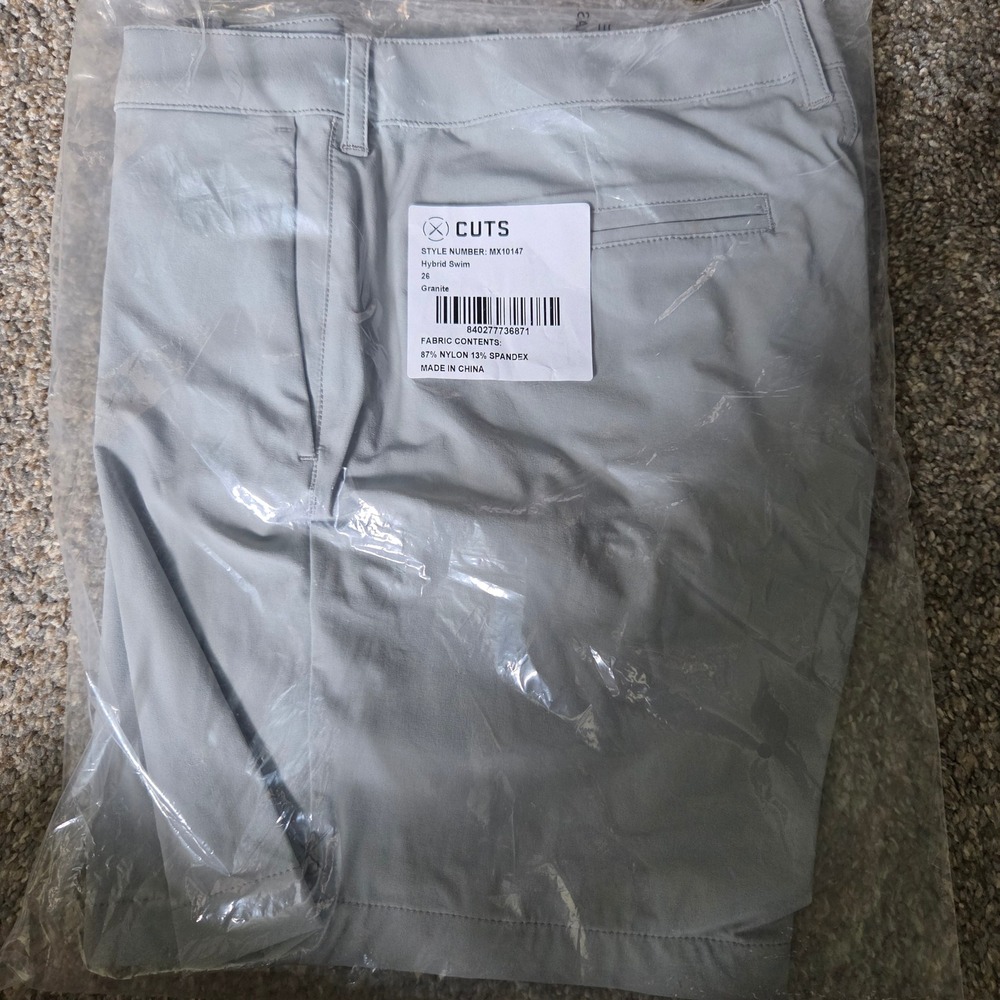 Cuts Hybrid Swim Shorts Granite Grey‎ MX10147 Mens Size 26 Board Shorts